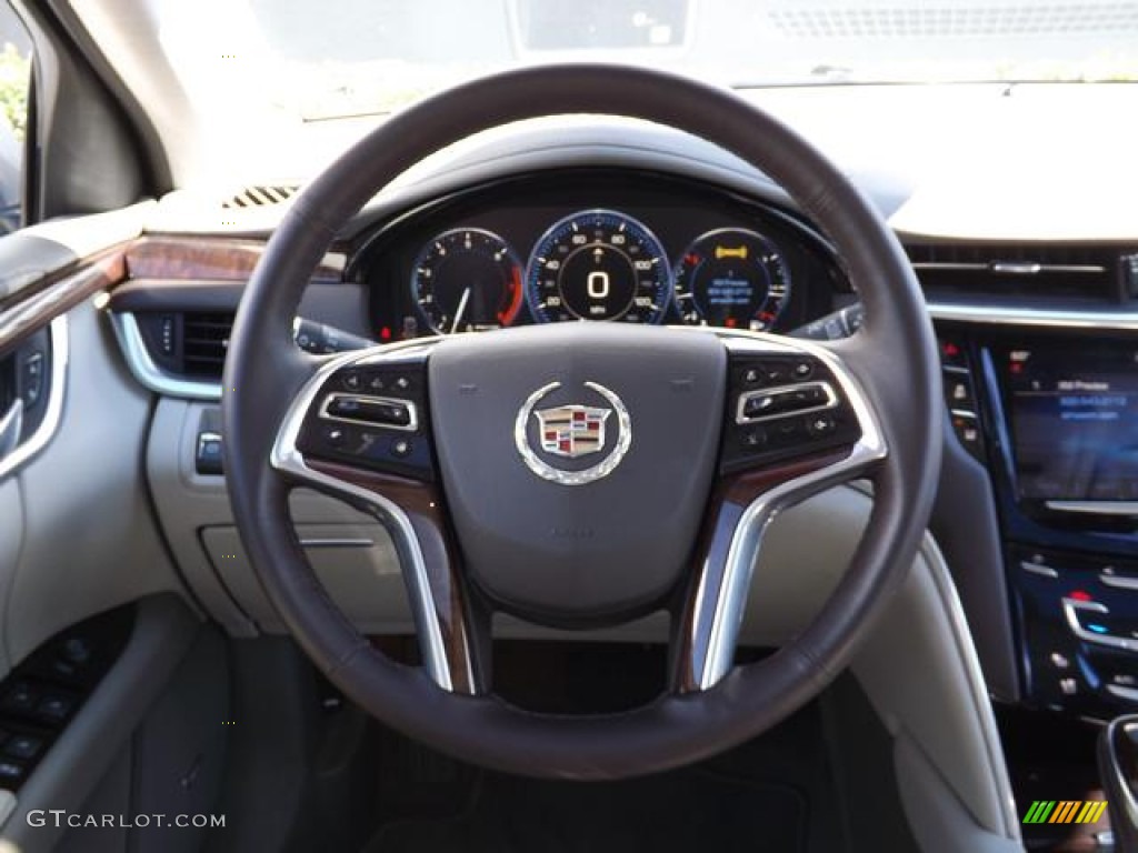 2013 Cadillac XTS Platinum AWD Very Light Platinum/Dark Urban/Cocoa Opus Full Leather Steering Wheel Photo #77488074