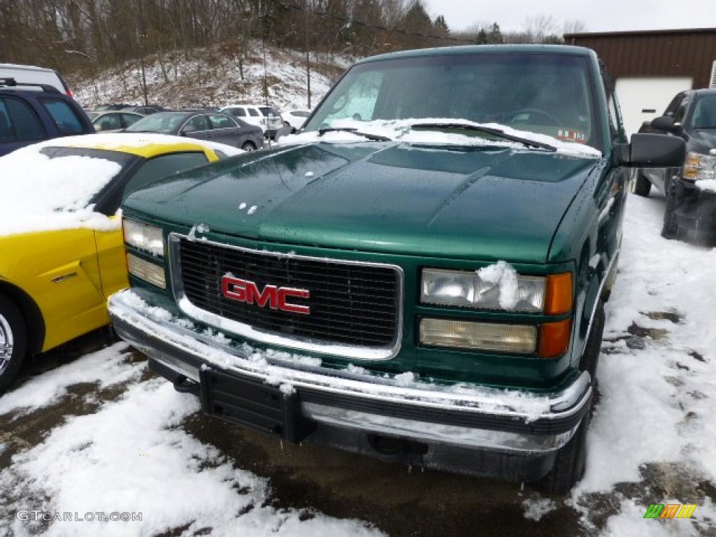 1999 Sierra 1500 SLE Extended Cab 4x4 - Meadow Green Metallic / Pewter photo #5