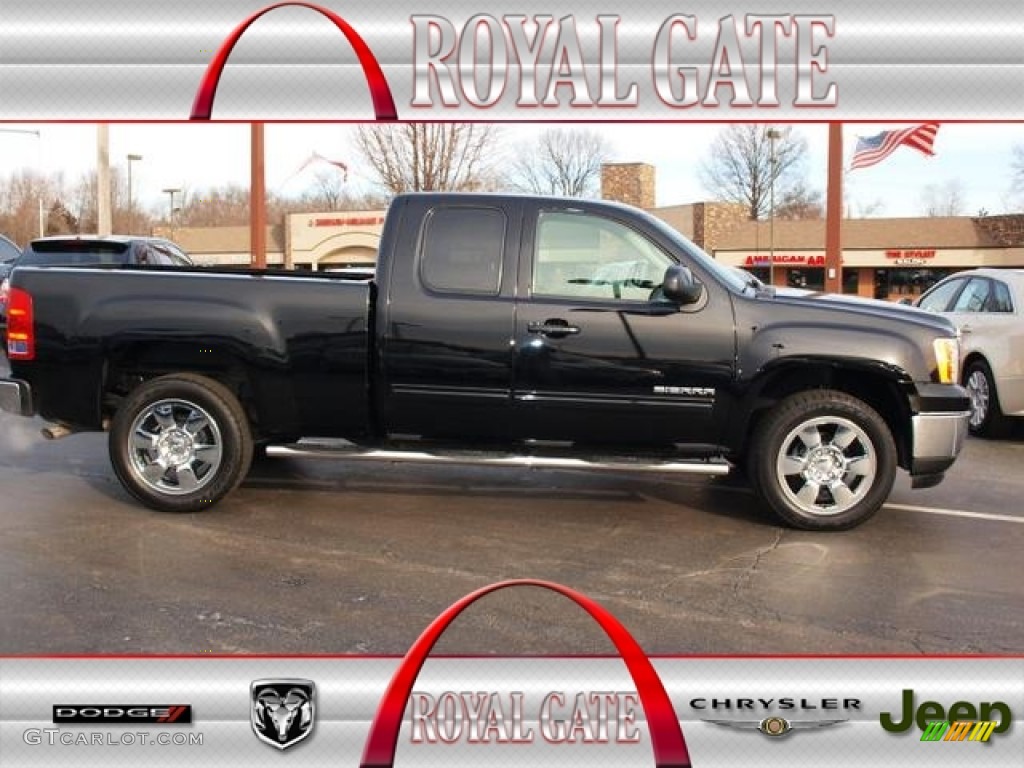 2011 Sierra 1500 SLT Extended Cab - Onyx Black / Dark Titanium/Light Titanium photo #1