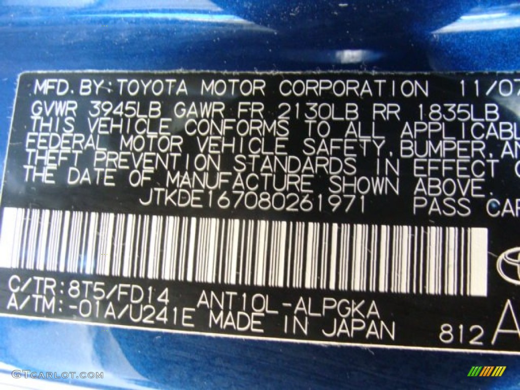 2008 tC Color Code 8T5 for Blue Ribbon Metallic Photo #77492123