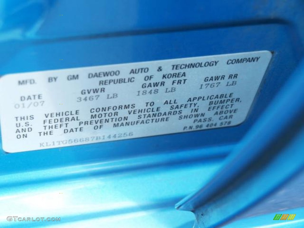 2007 Aveo LT Sedan - Bright Blue / Charcoal Black photo #17
