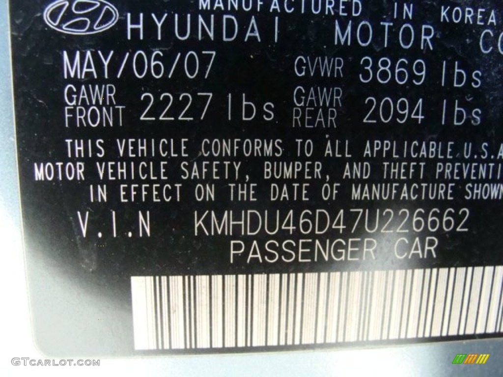 2007 Elantra GLS Sedan - Seattle Light Blue / Beige photo #28