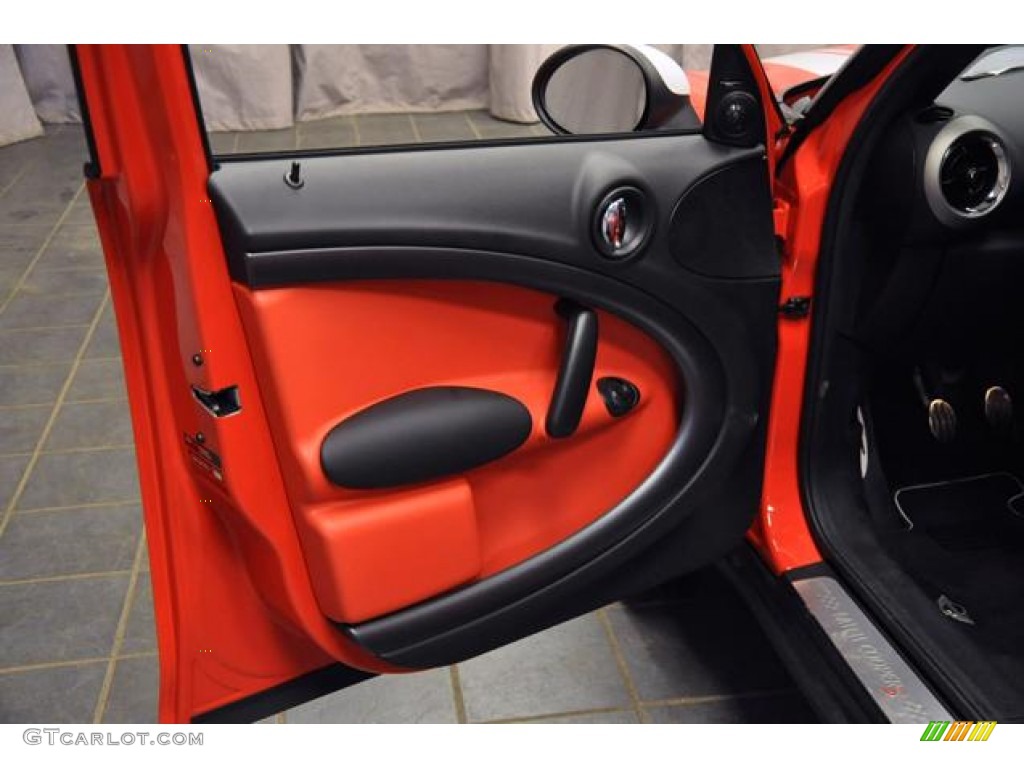 2012 Mini Cooper S Countryman All4 AWD Pure Red Leather/Cloth Door Panel Photo #77497177
