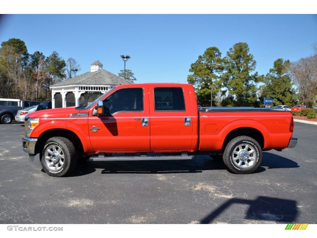 Vermillion Red 2011 Ford F250 Super Duty Lariat Crew Cab 4x4 Exterior Photo #77501965