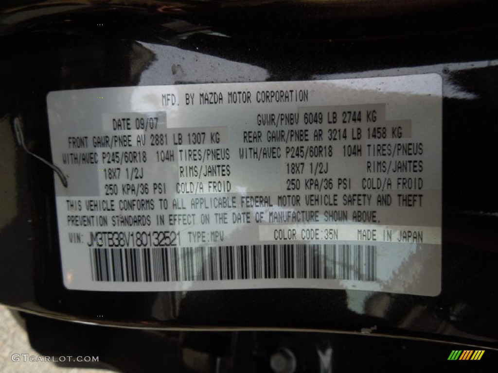 2008 CX-9 Color Code 35N for Sparkling Black Mica Photo #77506766