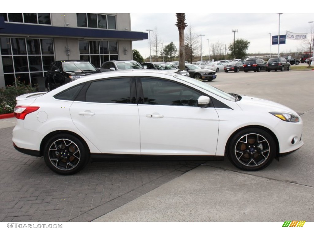 2012 Focus Titanium Sedan - White Platinum Tricoat Metallic / Charcoal Black Leather photo #6