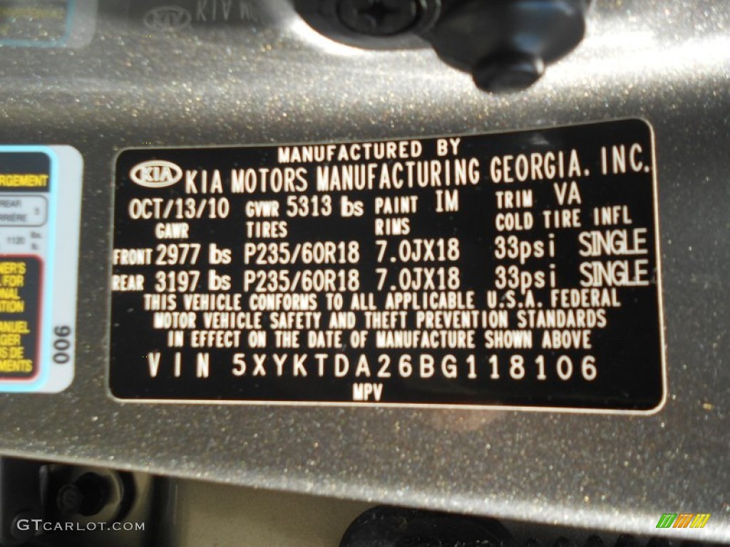 2011 Sorento LX V6 AWD - Titanium Silver / Gray photo #20