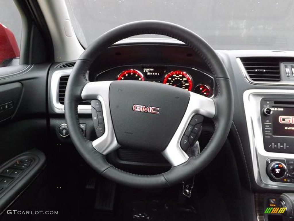 2013 GMC Acadia SLT Ebony Steering Wheel Photo #77513582
