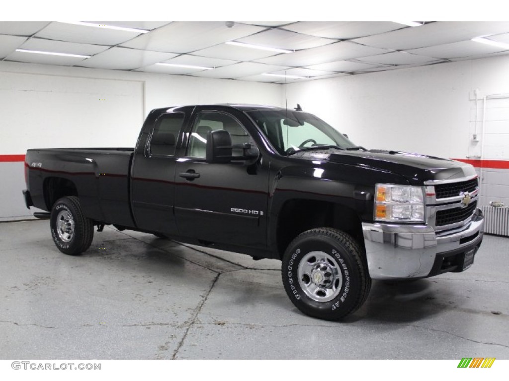 2007 Silverado 2500HD LT Extended Cab 4x4 - Black / Light Titanium/Ebony photo #1