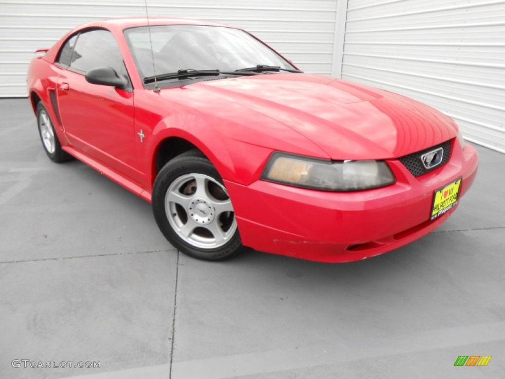 2003 Mustang V6 Coupe - Torch Red / Dark Charcoal/Medium Parchment photo #2
