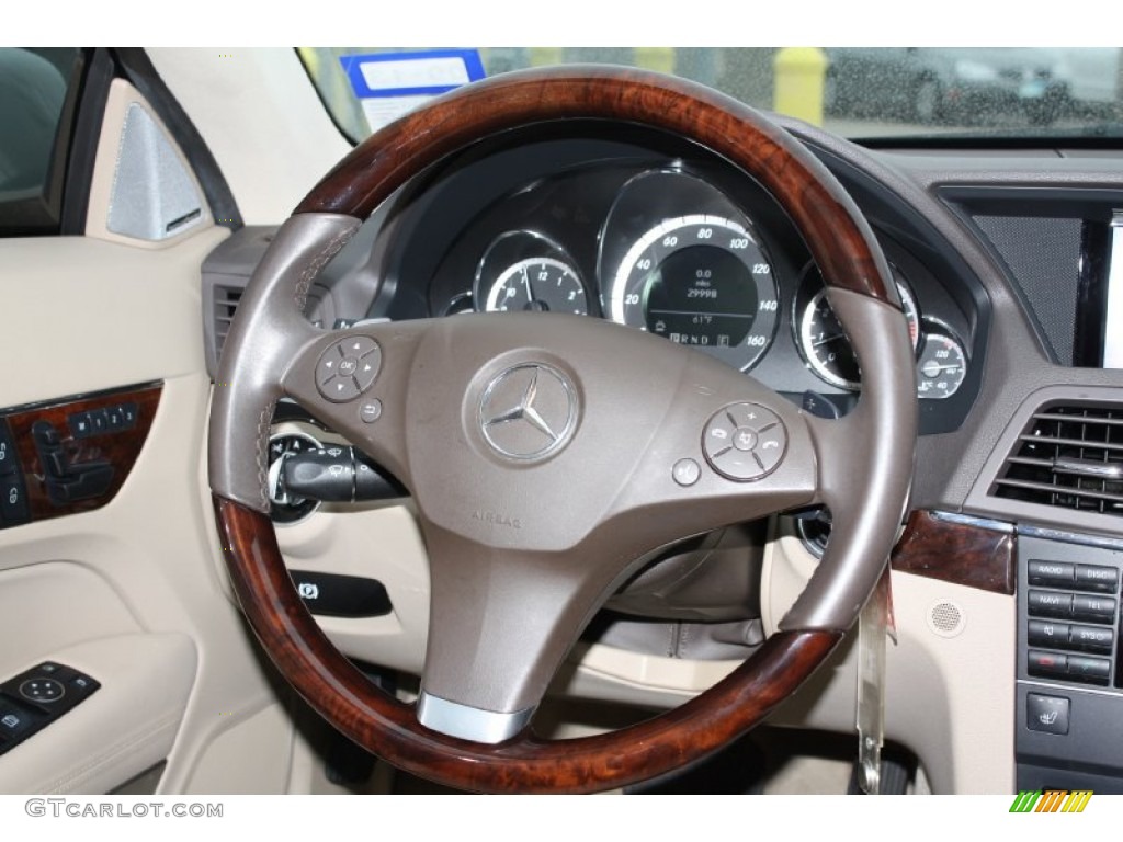 2011 Mercedes-Benz E 350 Coupe Almond/Mocha Steering Wheel Photo #77533343
