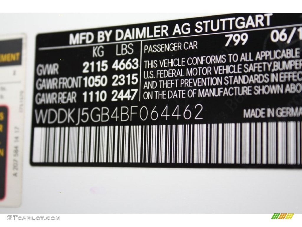 2011 E Color Code 799 for Diamond White Metallic Photo #77533371