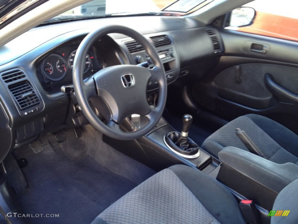 Black Interior 2005 Honda Civic Value Package Coupe Photo #77533696