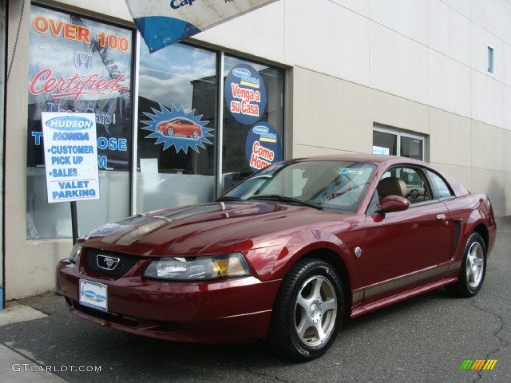 2004 Mustang V6 Coupe - 40th Anniversary Crimson Red Metallic / Medium Parchment photo #1