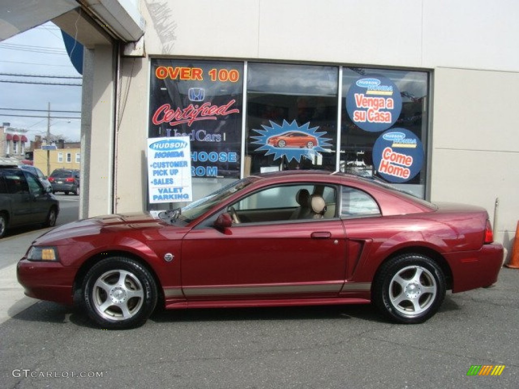 2004 Mustang V6 Coupe - 40th Anniversary Crimson Red Metallic / Medium Parchment photo #3