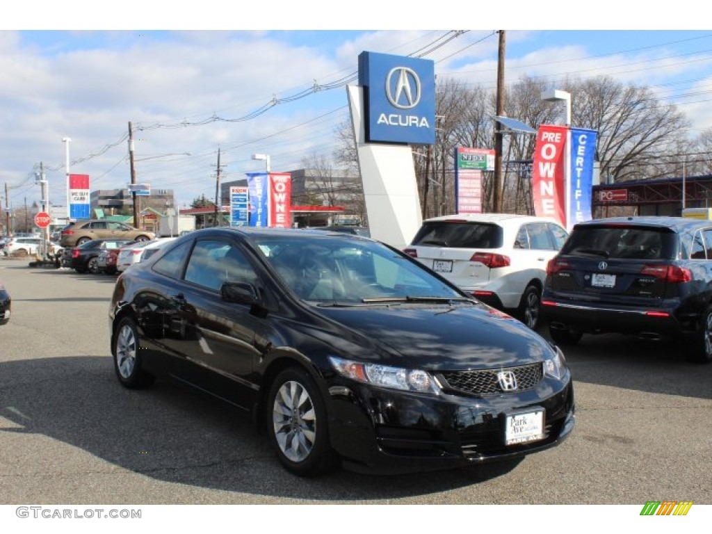 2009 Civic EX-L Coupe - Crystal Black Pearl / Black photo #1