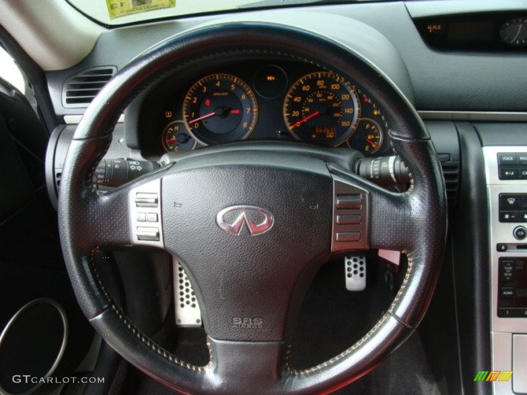 2006 Infiniti G 35 Coupe Graphite Steering Wheel Photo #77536550