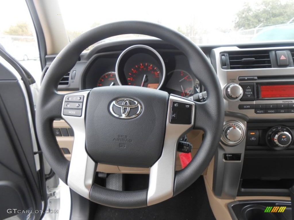 2013 Toyota 4Runner SR5 Sand Beige Leather Steering Wheel Photo #77536680