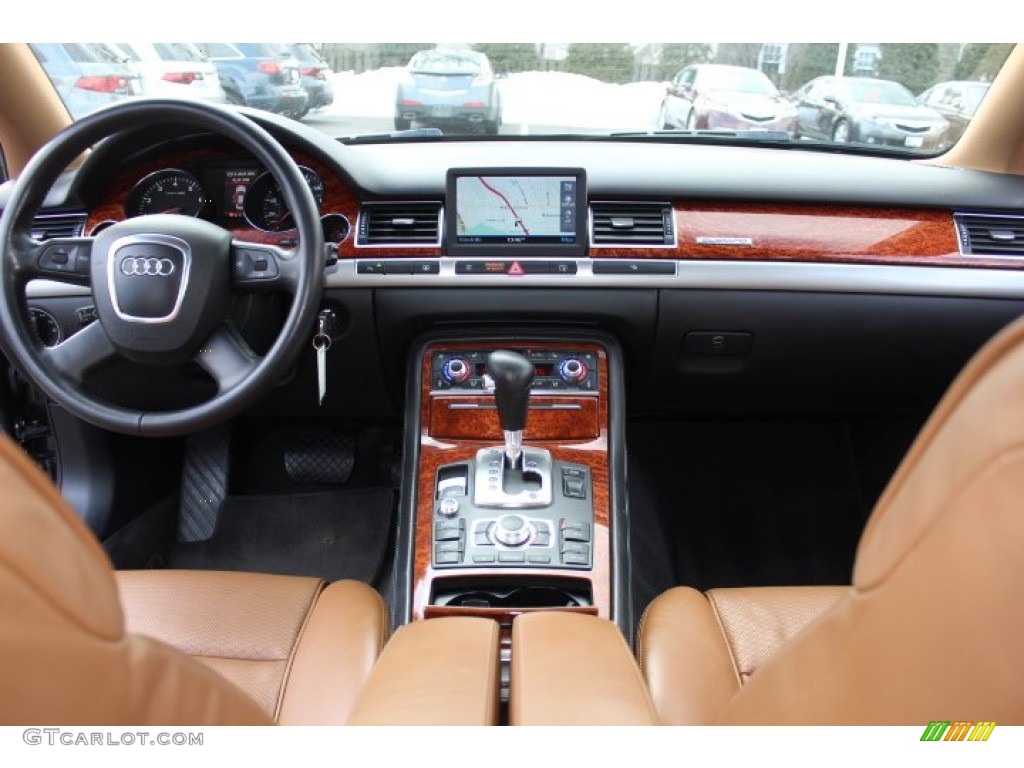 2006 Audi A8 4.2 quattro Black/Amaretto Dashboard Photo #77537277