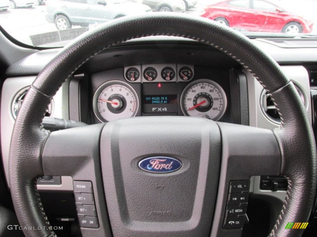 2009 Ford F150 FX4 SuperCab 4x4 Black/Black Steering Wheel Photo #77537318