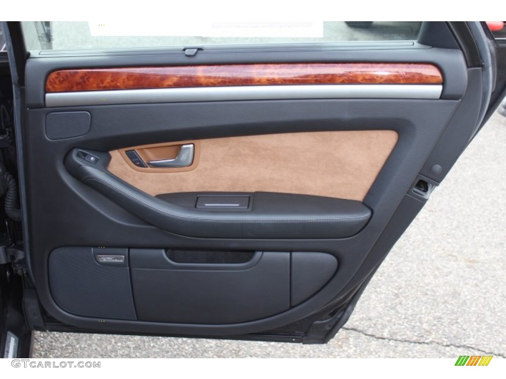 2006 Audi A8 4.2 quattro Black/Amaretto Door Panel Photo #77537504