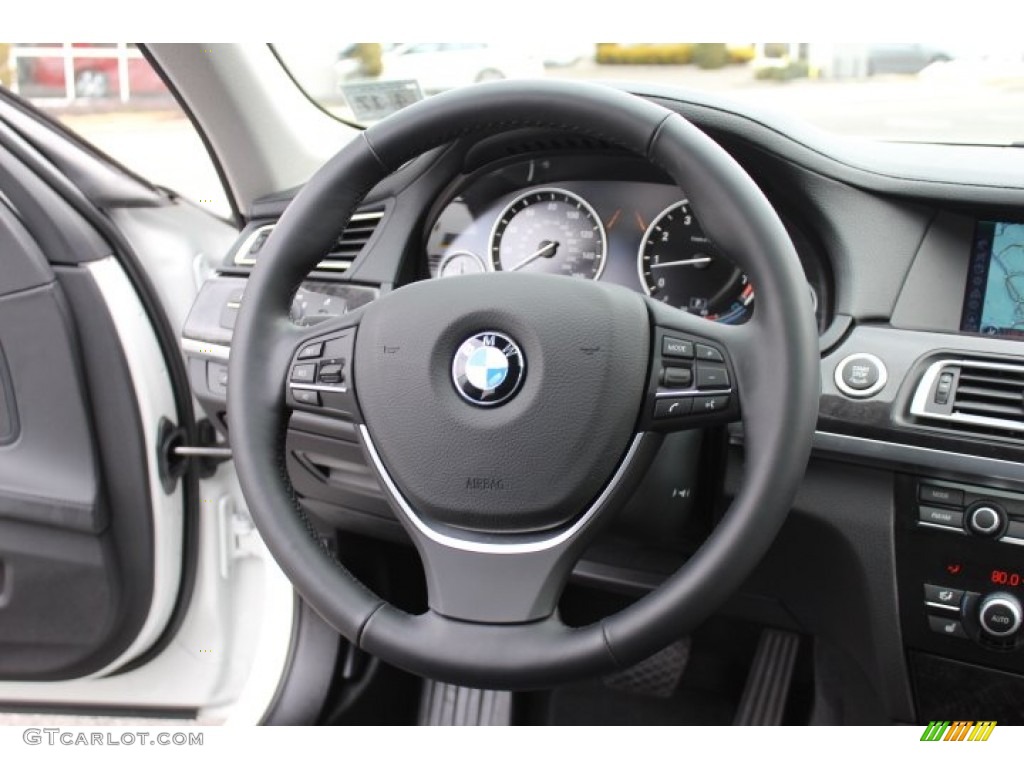 2012 BMW 7 Series 750i xDrive Sedan Black Steering Wheel Photo #77538154