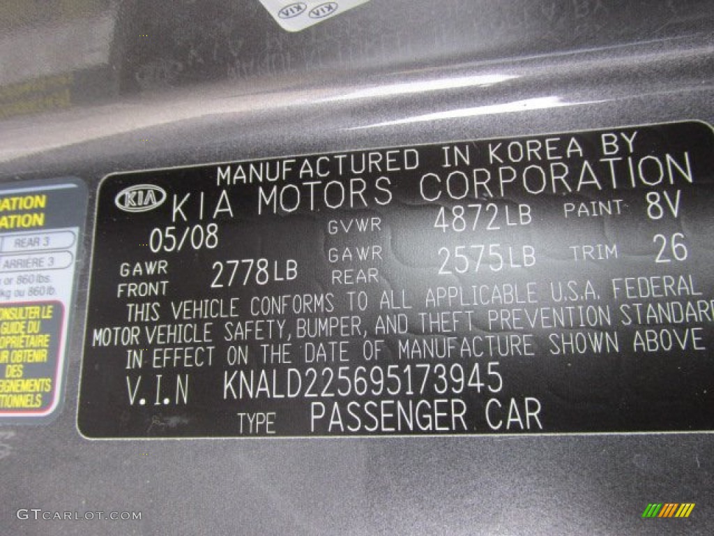 2009 Kia Amanti Standard Amanti Model Color Code Photos