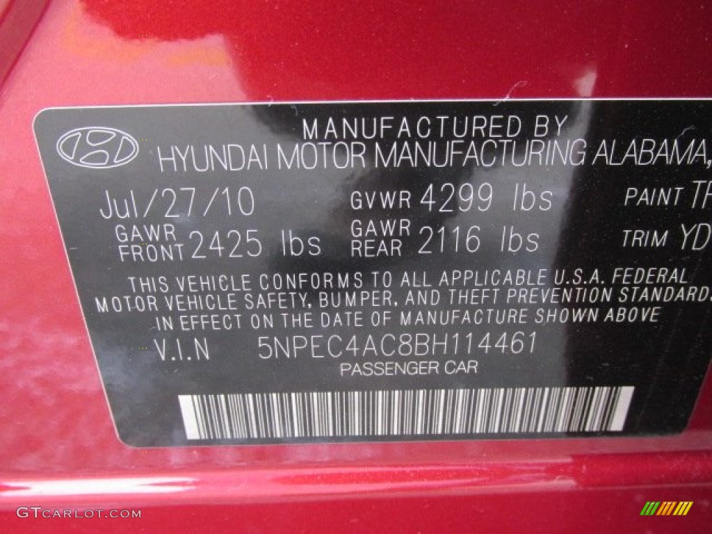 2011 Sonata Limited - Venetian Red / Camel photo #19
