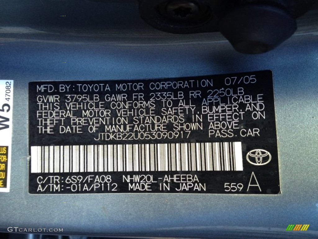2005 Prius Color Code 6S9 for Tideland Gray Green Pearl Photo #77543099