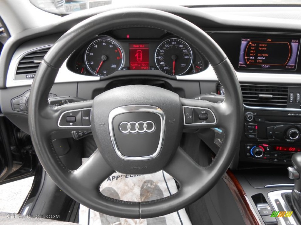2011 Audi A4 2.0T quattro Sedan Black Steering Wheel Photo #77543564