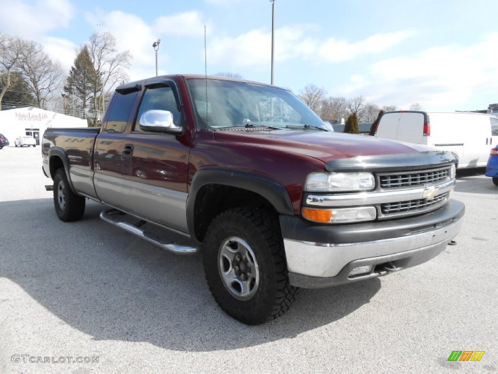 2000 Silverado 1500 LS Extended Cab 4x4 - Dark Carmine Red Metallic / Graphite photo #3