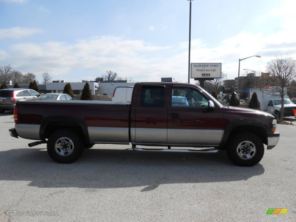 2000 Silverado 1500 LS Extended Cab 4x4 - Dark Carmine Red Metallic / Graphite photo #4