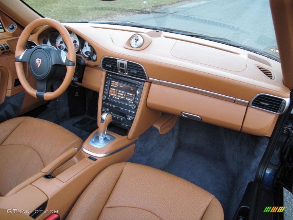 2011 Porsche 911 Turbo Cabriolet Natural Brown Dashboard Photo #77544366