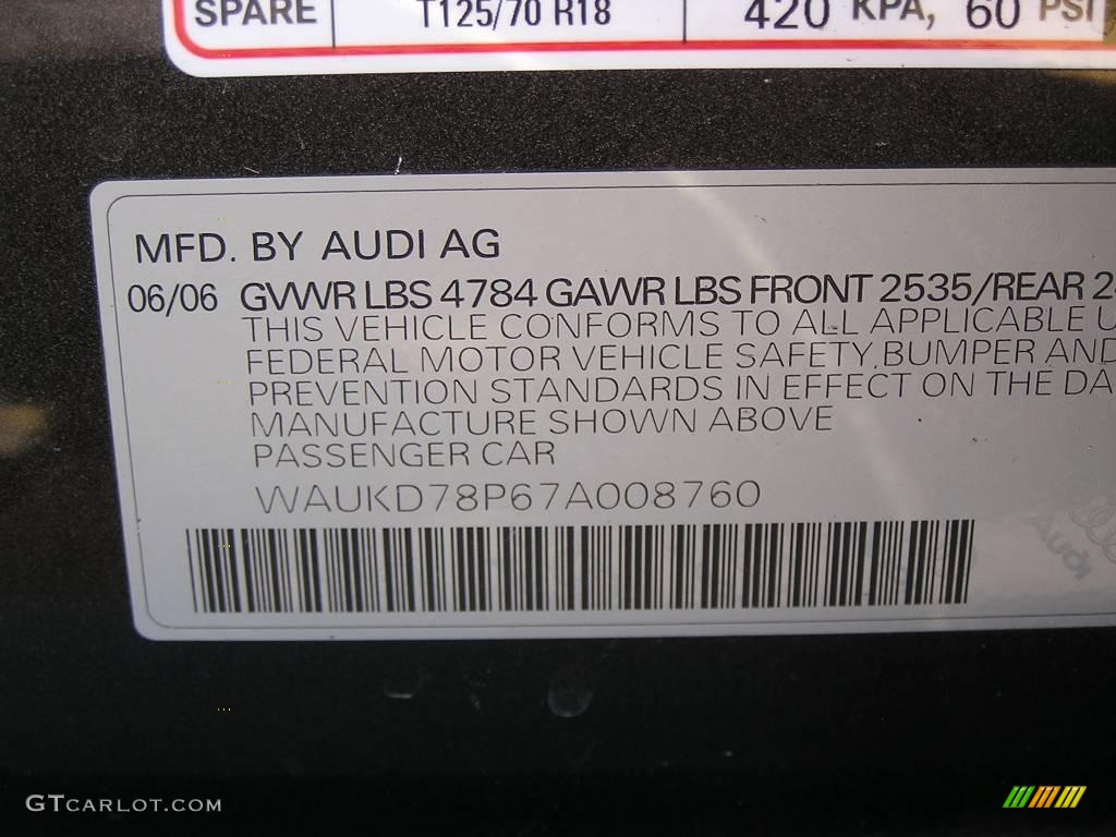 2007 A3 3.2 quattro - Lava Grey Pearl Effect / Black photo #18