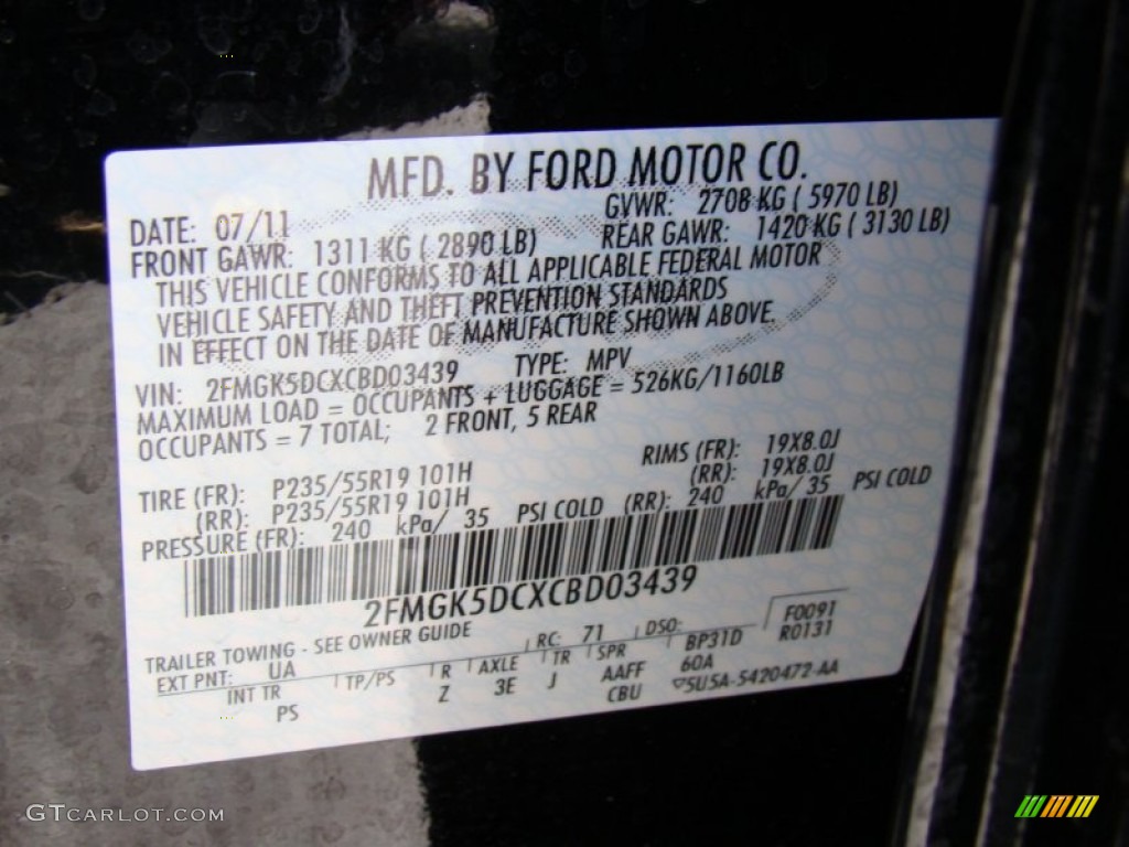 2012 Flex Limited - Black / Medium Light Stone photo #26