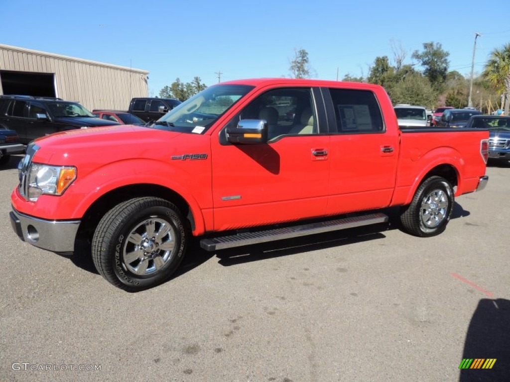Race Red 2012 Ford F150 Lariat SuperCrew Exterior Photo #77549462