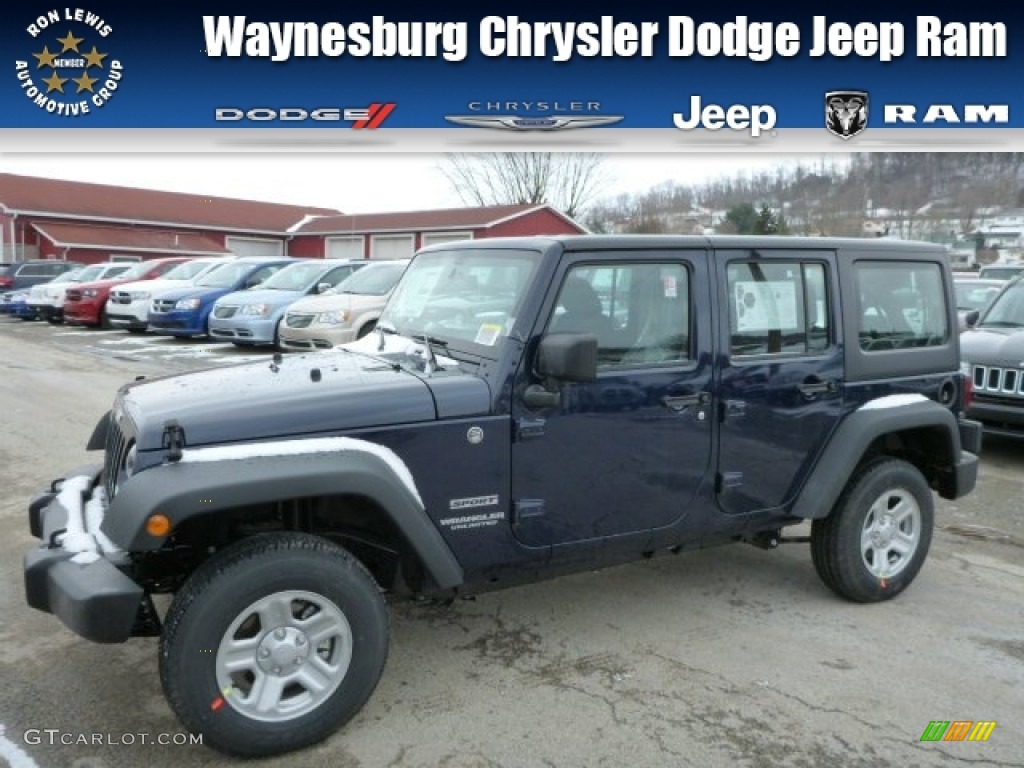 2013 Wrangler Unlimited Sport 4x4 - True Blue Pearl / Black photo #1