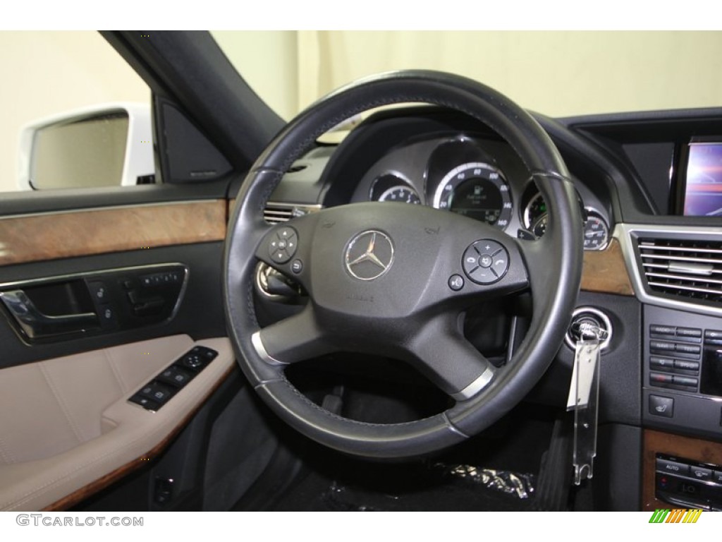 2010 Mercedes-Benz E 350 Sedan Almond Beige Steering Wheel Photo #77553113