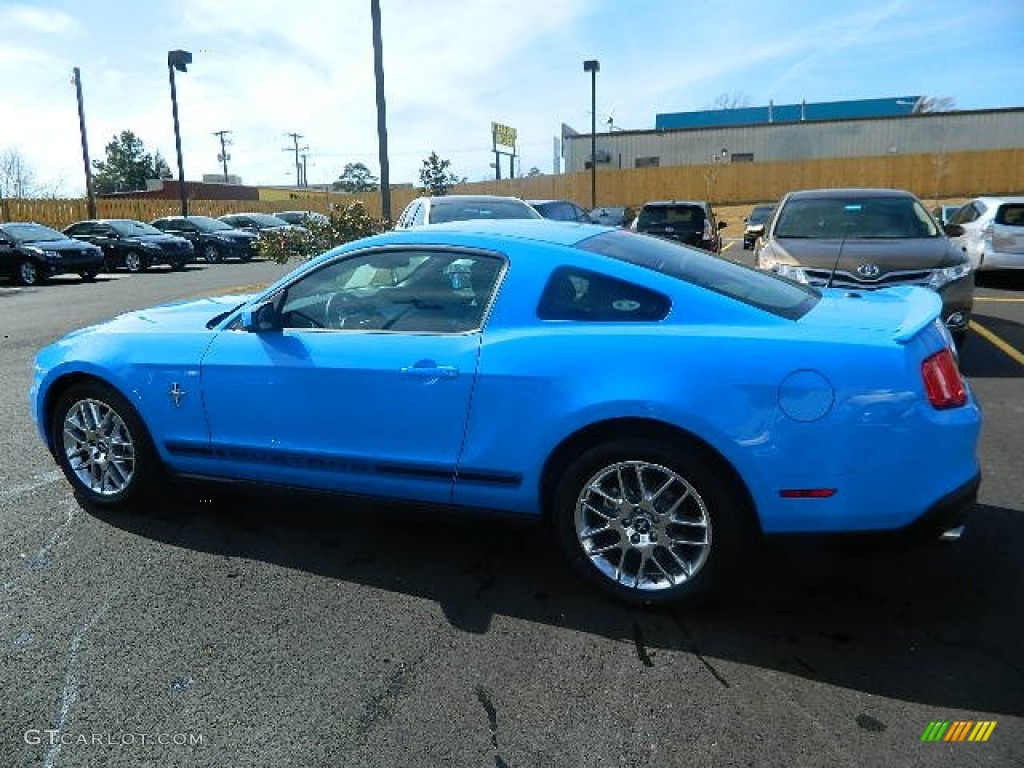 2012 Mustang V6 Premium Coupe - Grabber Blue / Charcoal Black photo #2