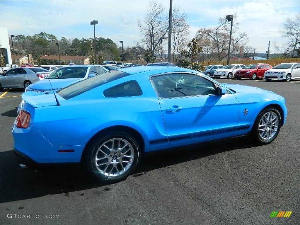 2012 Mustang V6 Premium Coupe - Grabber Blue / Charcoal Black photo #3