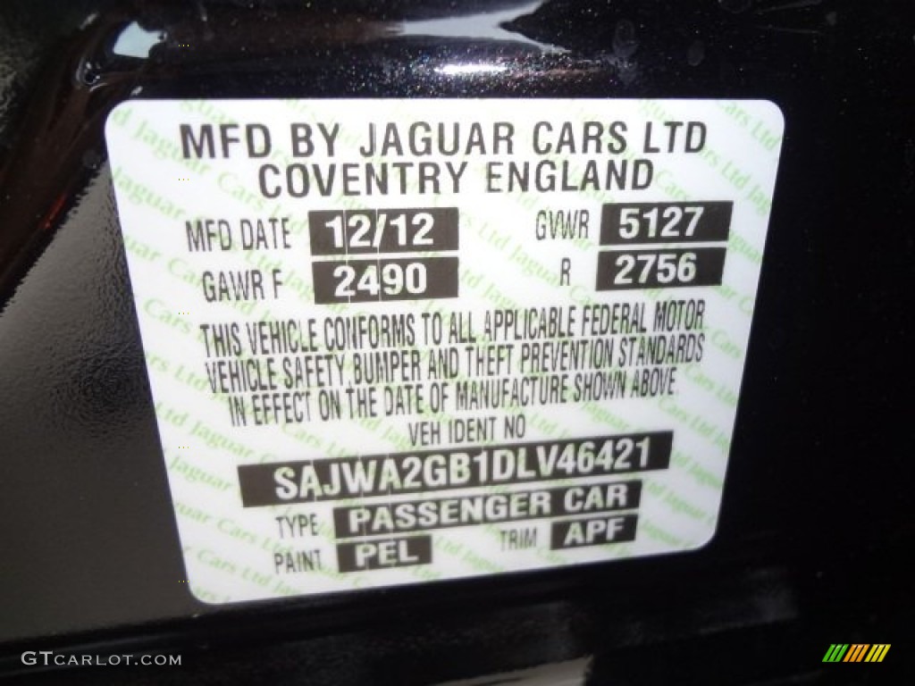 2013 XJ Color Code PEL for Ultimate Black Metallic Photo #77559302