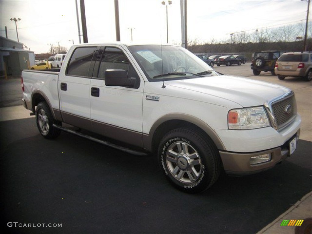 2004 F150 Lariat SuperCrew - Oxford White / Tan photo #3