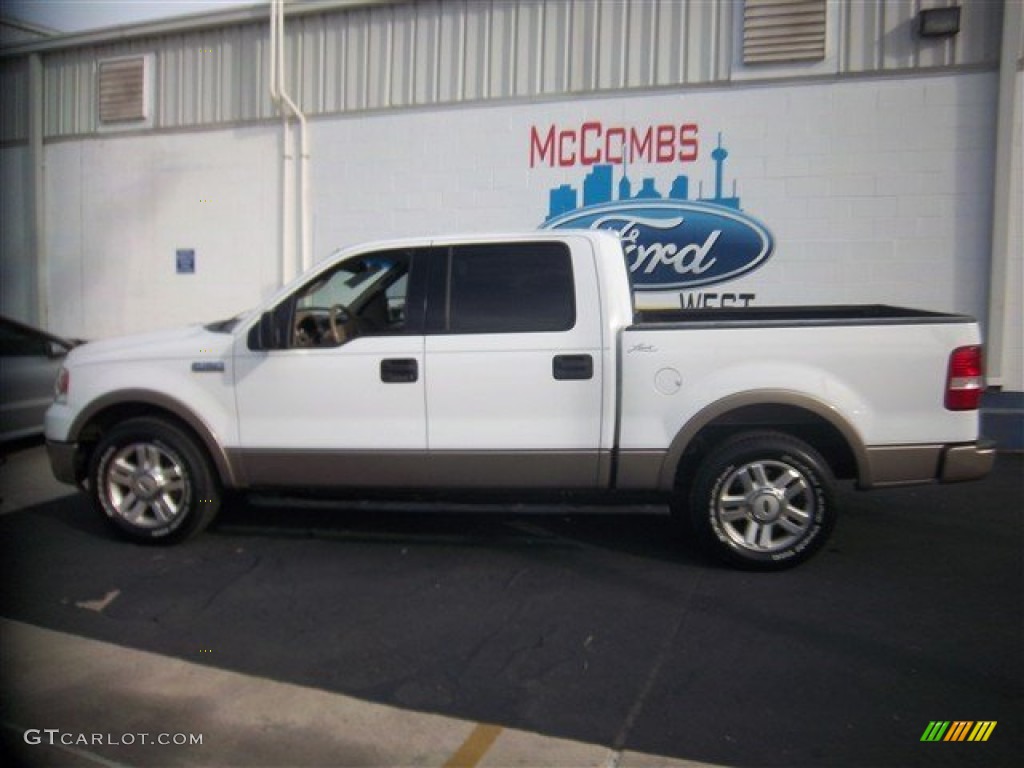 2004 F150 Lariat SuperCrew - Oxford White / Tan photo #9