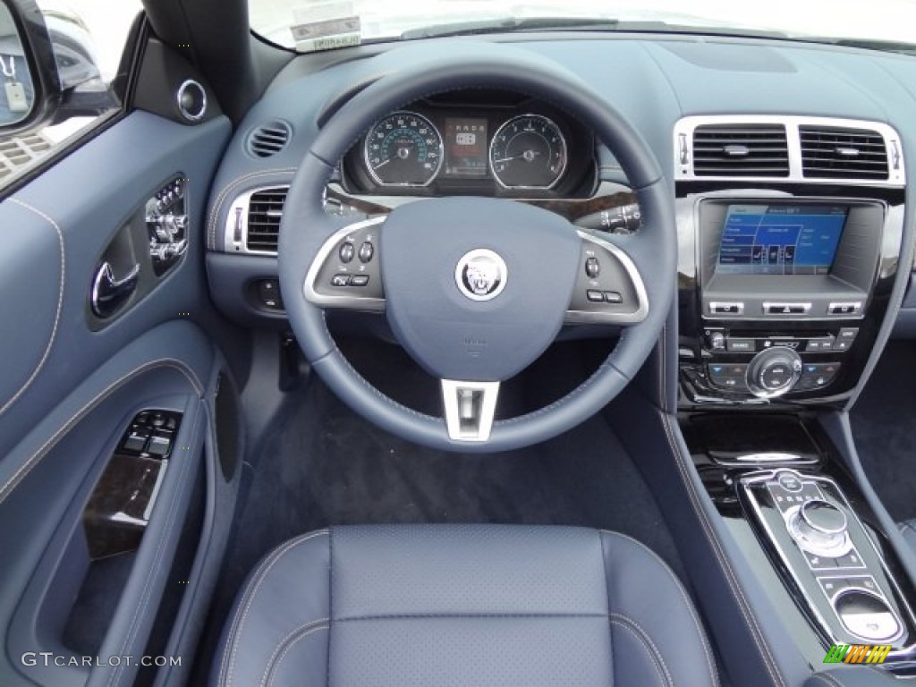 2013 Jaguar XK XK Convertible Portfolio Navy/Poltrona Frau Leather Headlining Dashboard Photo #77559624
