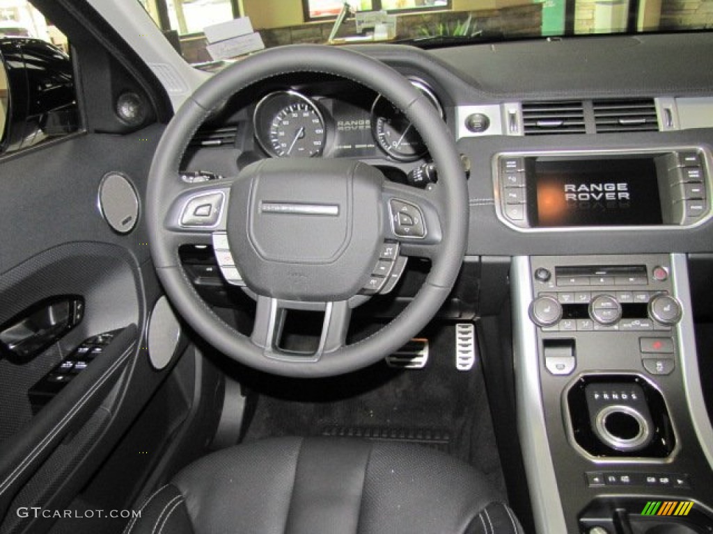 2013 Land Rover Range Rover Evoque Dynamic Ebony Steering Wheel Photo #77560085