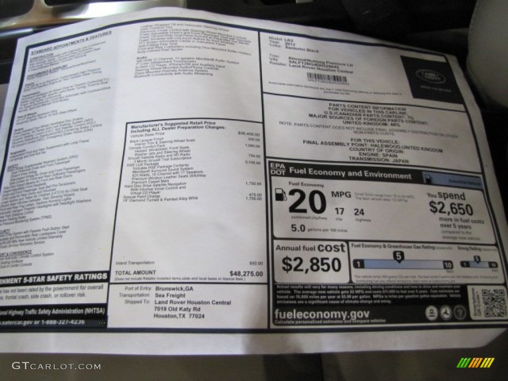 2013 Land Rover LR2 HSE LUX Window Sticker Photos