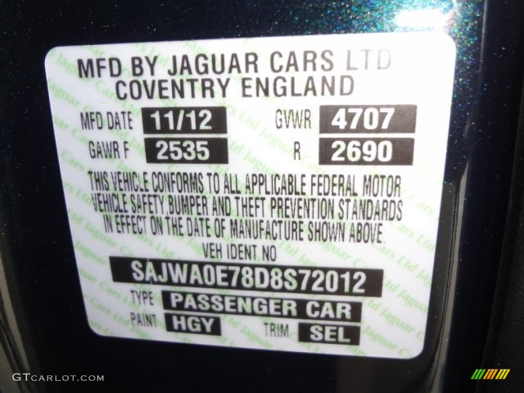 2013 XF Color Code HGY for British Racing Green Metallic Photo #77564570