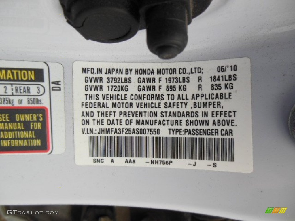 2010 Civic Hybrid Sedan - Spectrum White Pearl / Blue photo #25