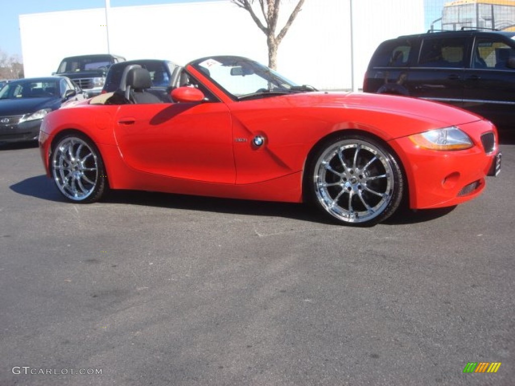 2003 Z4 3.0i Roadster - Bright Red / Black photo #2