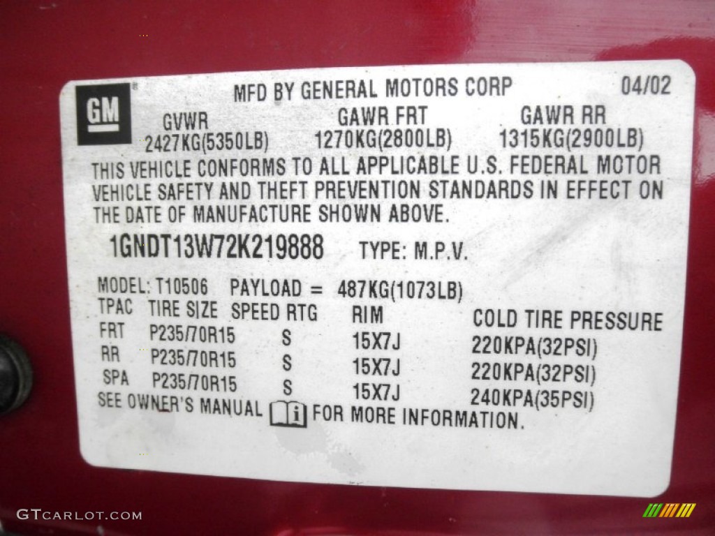 2002 Blazer LS 4x4 - Dark Cherry Red Metallic / Medium Gray photo #6